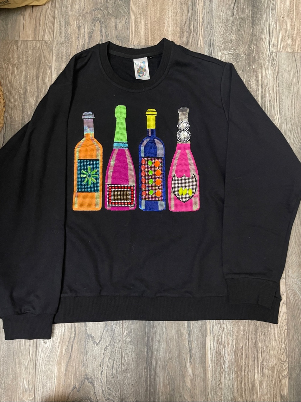 Queen Of Sparkles Neon Bottles Crewneck Size L